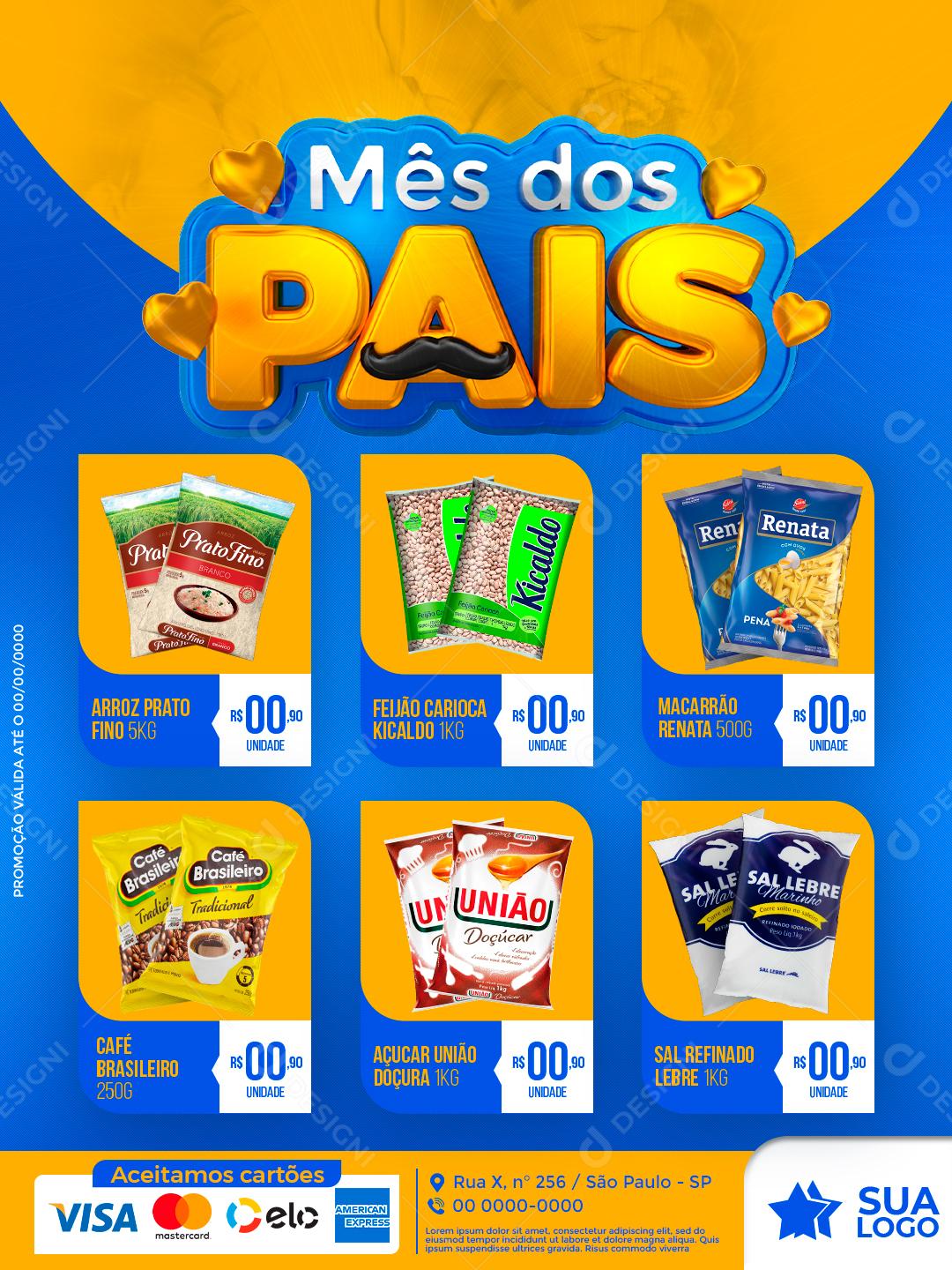 Encarte Mês dos Pais Supermercado Dia dos Pais Social Media PSD Editável