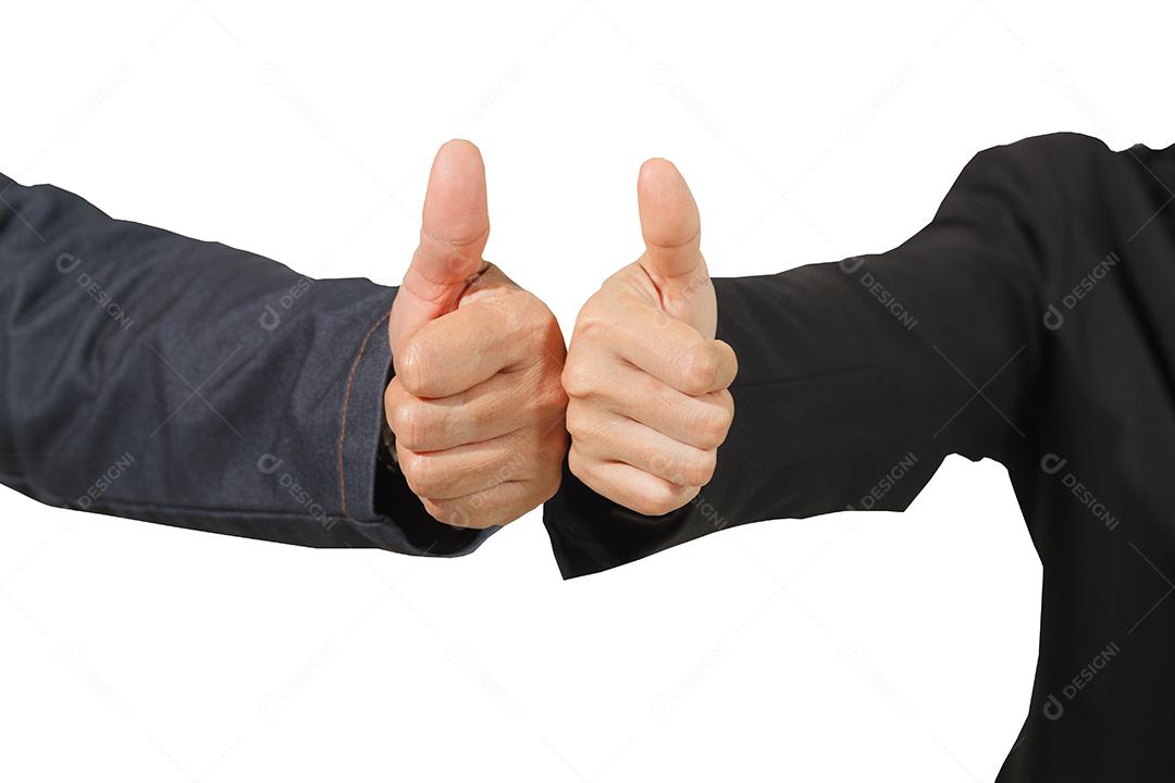 Bata para cima o sinal de mão isolado no branco