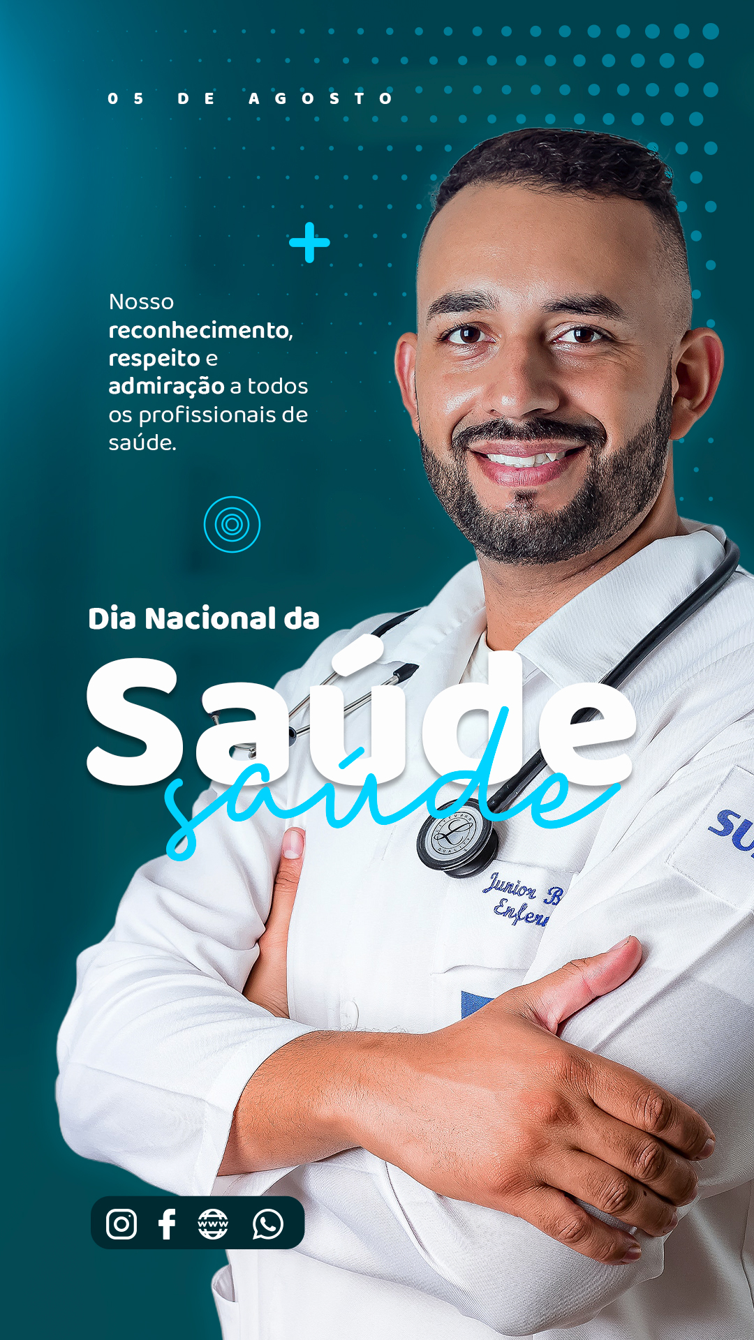 Social Media Story Dia Nacional da Saúde Nosso Reconhecimento PSD Editável