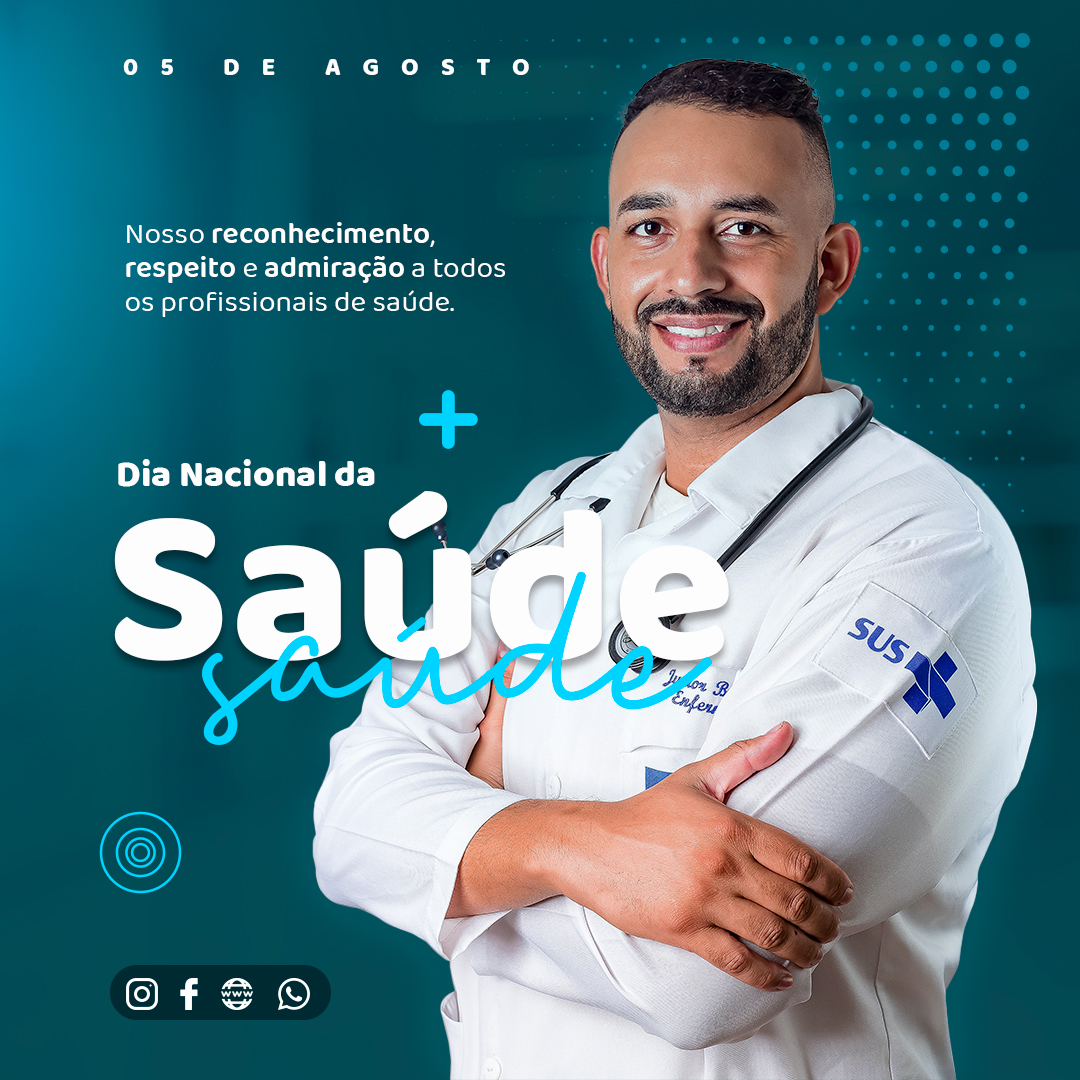 Social Media Dia Nacional da Saúde Nosso Reconhecimento PSD Editável