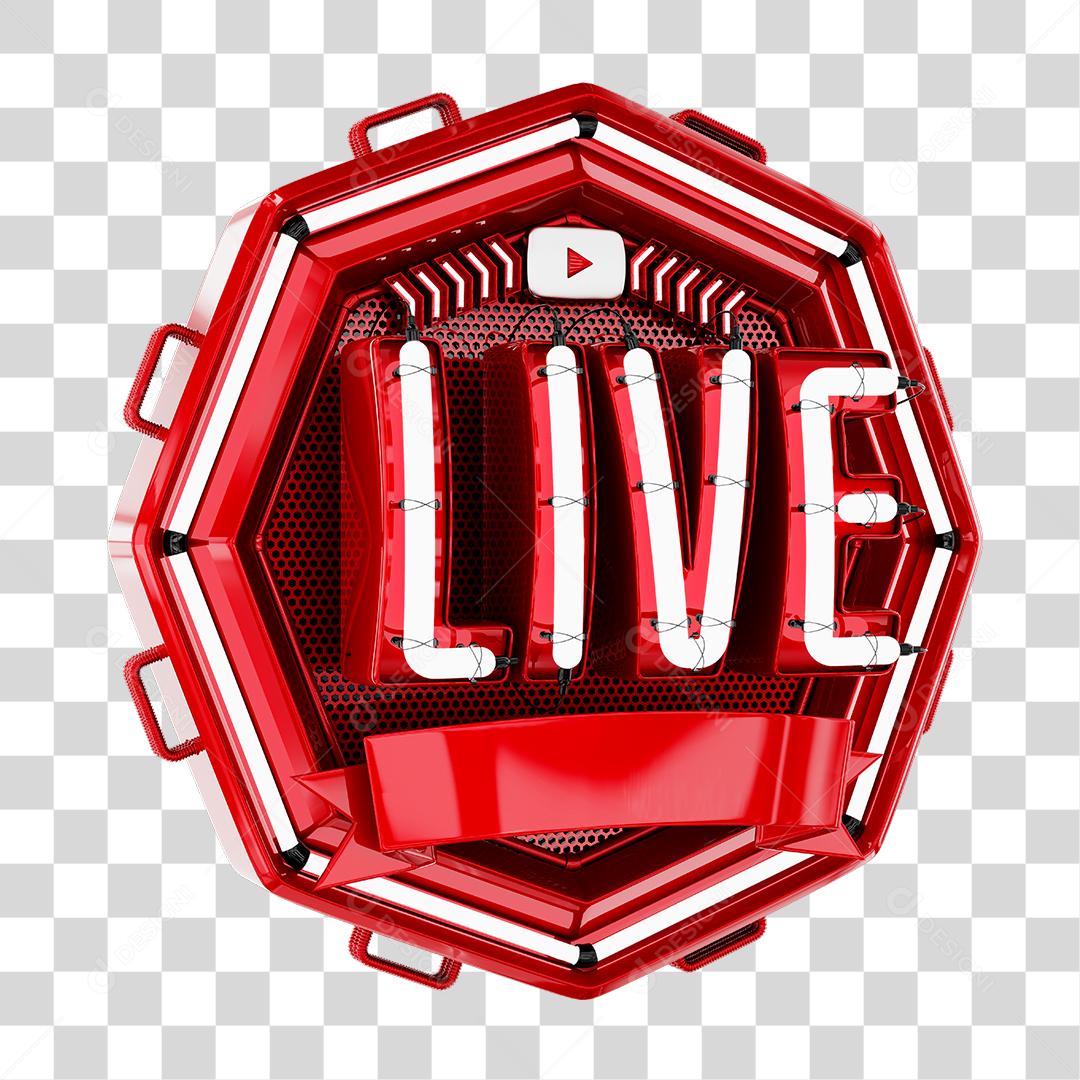 Selo 3D Live Para Composição PNG Transparente