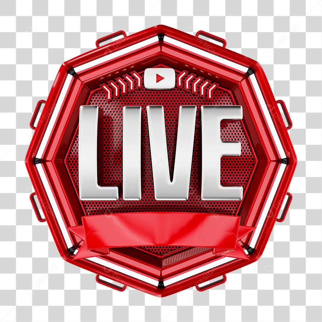Selo 3D Live Para Composição PNG Transparente