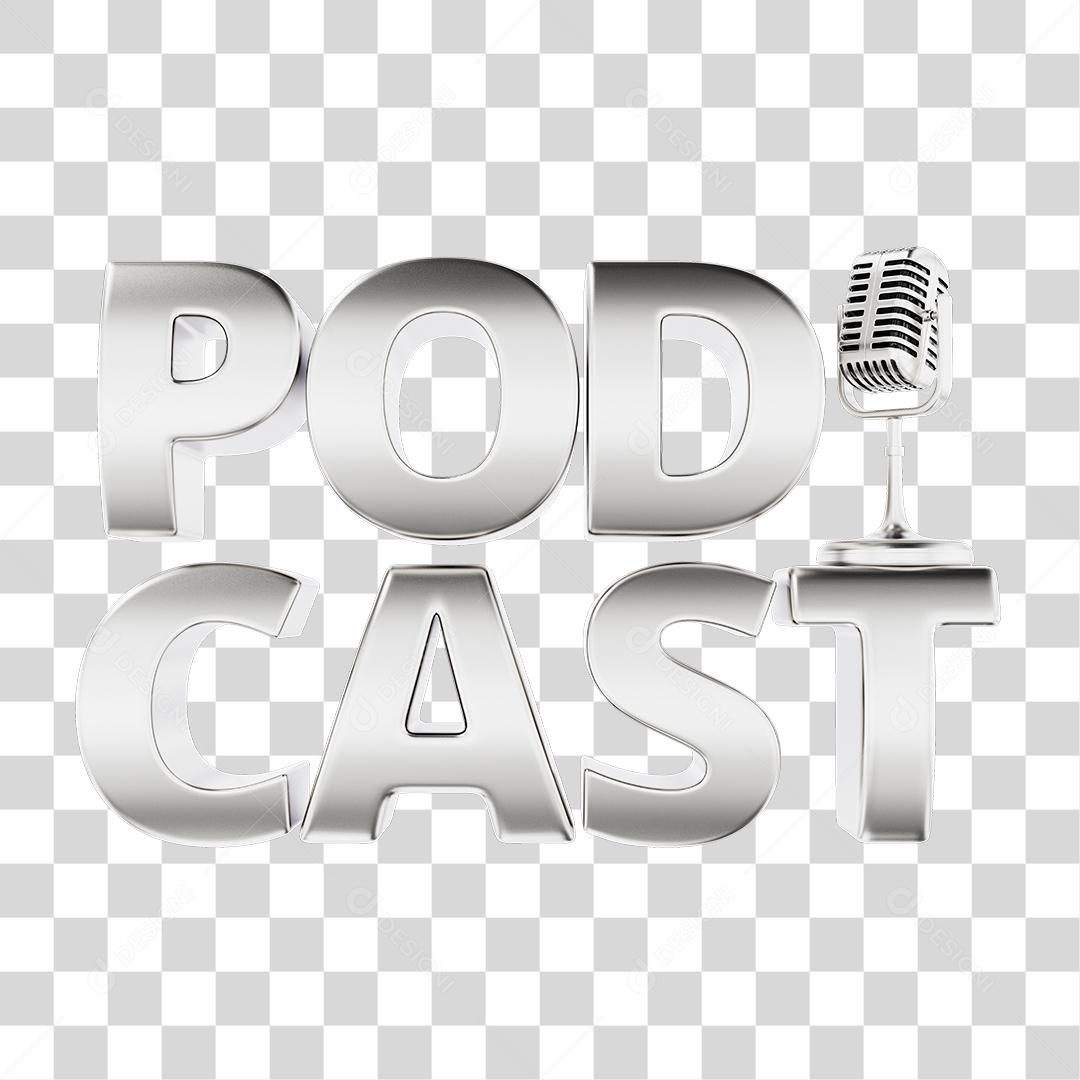 Texto 3D Podcast Elemento 3D Para Composição PNG Transparente