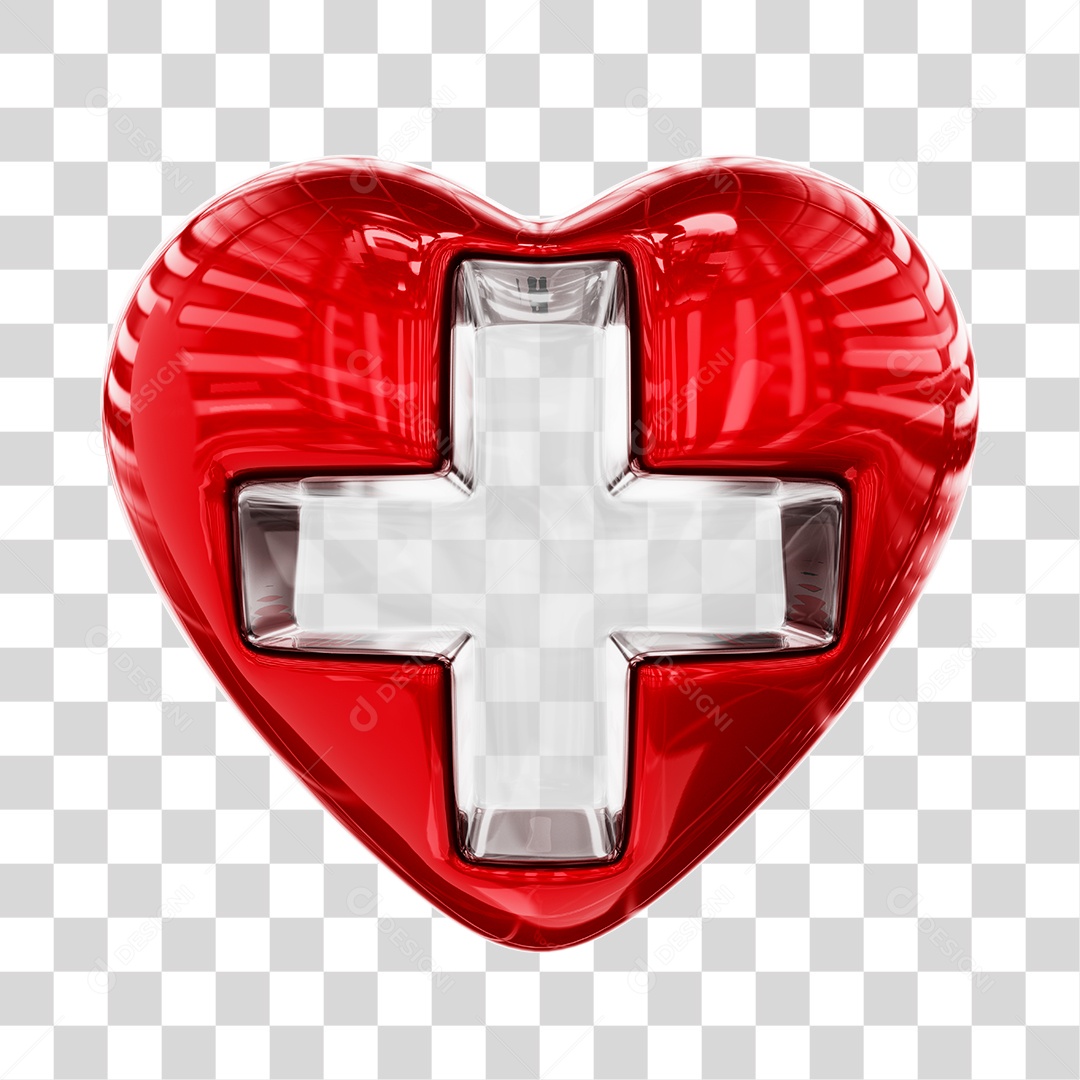 Coração 3D Elemento Para Composição PNG Transparente Sem Fundo