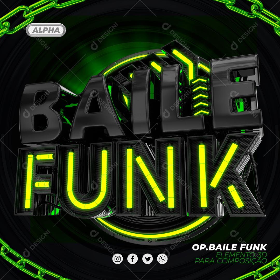 Selo 3D Baile Funk Luzes Neon Verde Para Composição PSD