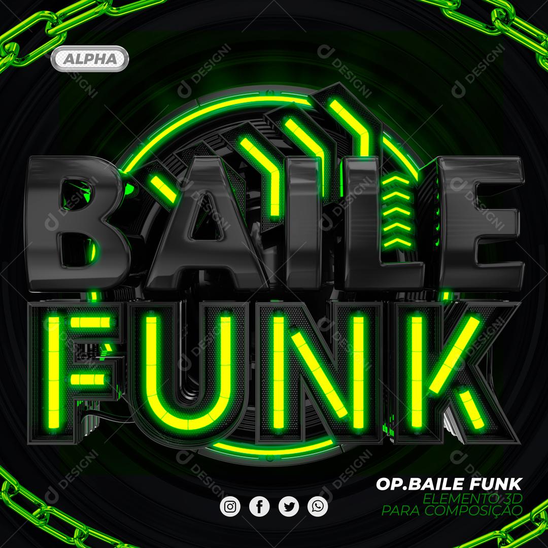 Selo 3D Baile Funk Luzes Neon Verde Para Composição PSD