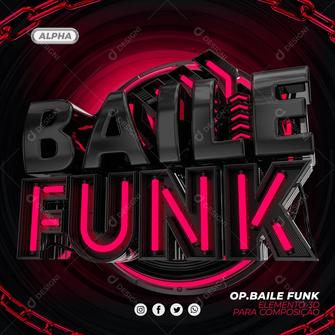 Selo 3D Baile Funk Luzes Neon Rosa Para Composição PSD