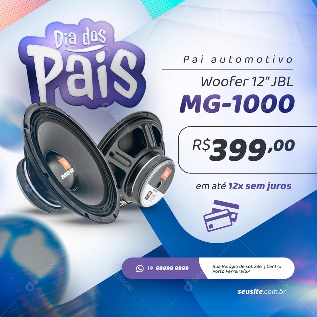 Social Media Dia dos Pais Oferta Pai Automotivo Fone Auto Falante PSD Editável