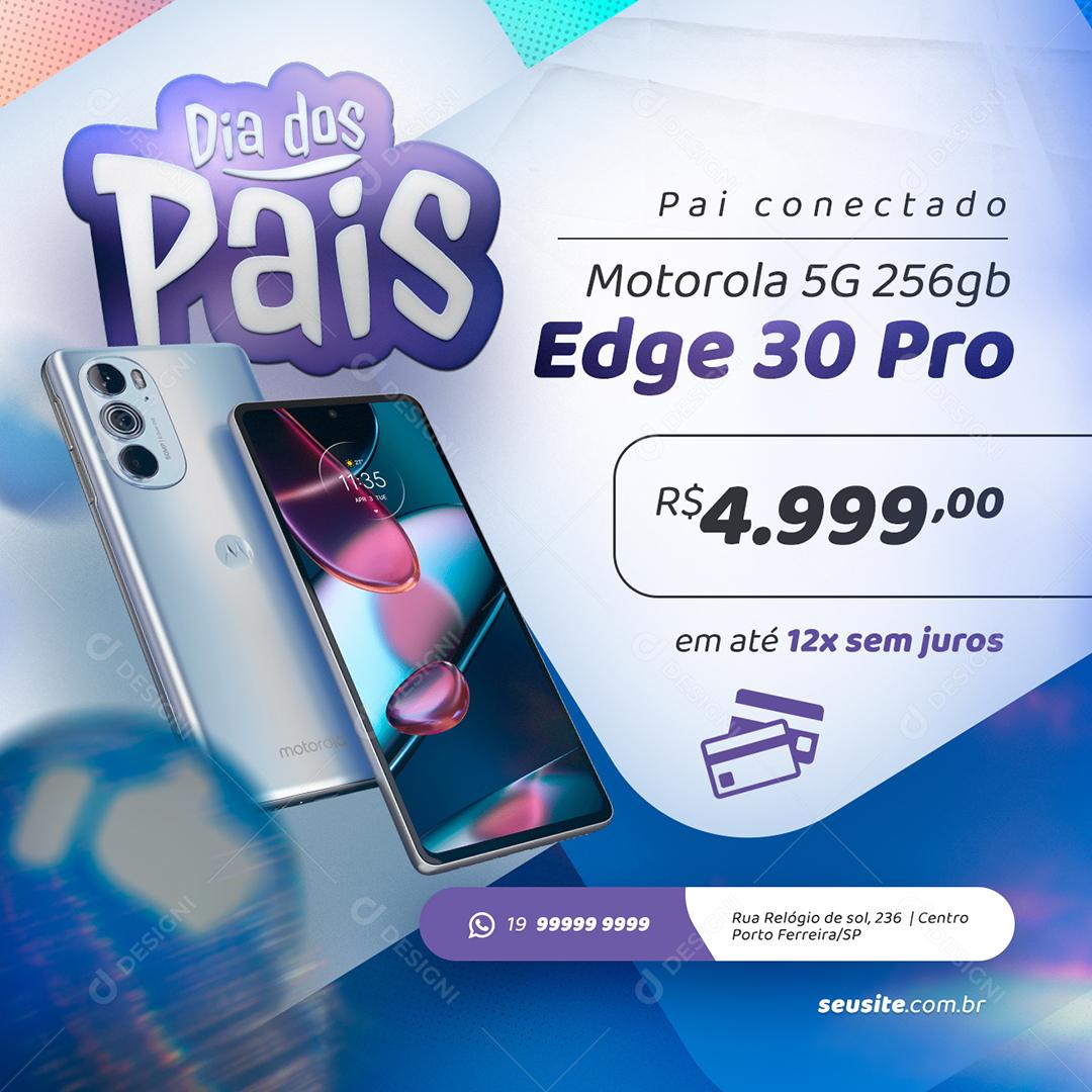 Social Media Dia dos Pais Oferta Pai Conectado Celular Telefone PSD Editável