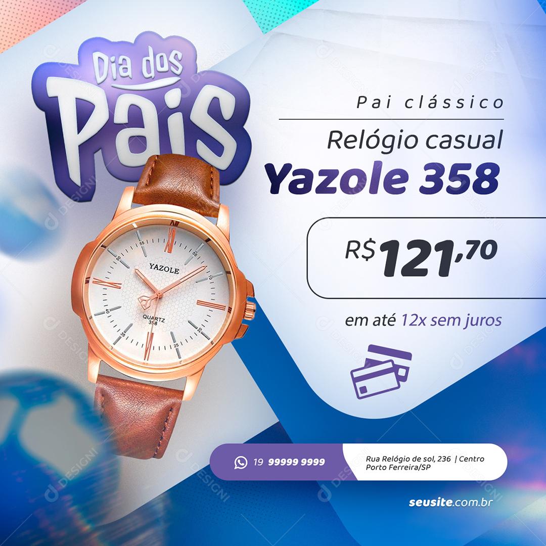 Social Media Dia dos Pais Oferta Relógio Casual Pai Clássico PSD Editável