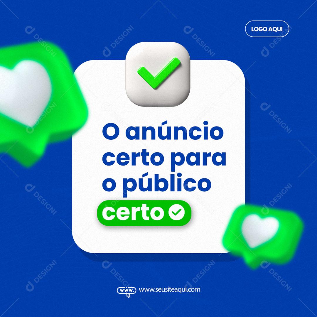 Social Media Marketing Digital O Anúncio Certo Para o Público PSD Editável