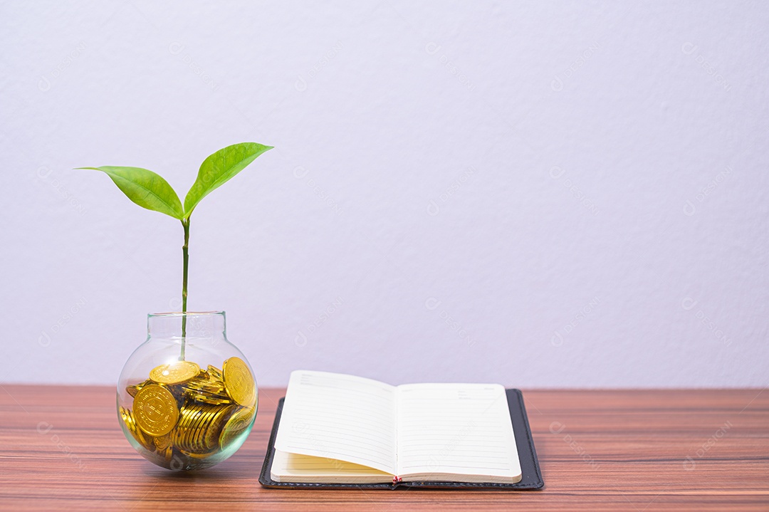 Conceito de notebook de renda de crescimento de negócios
