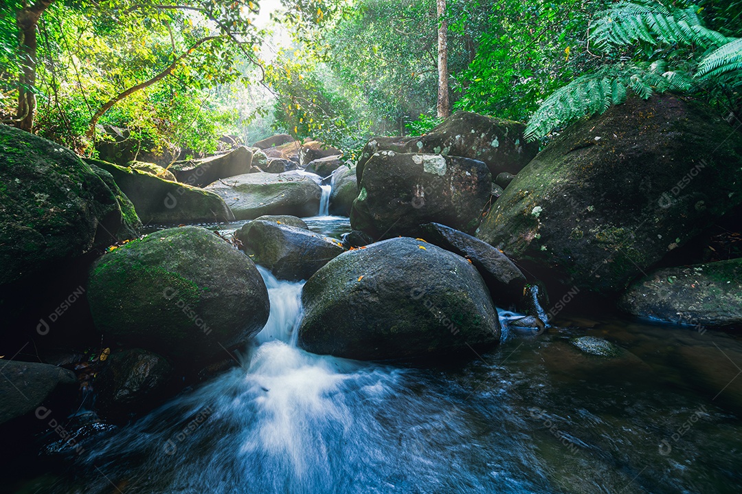 Conceito de viagem do Parque Nacional Khao Chamao Waterfall ama a natureza