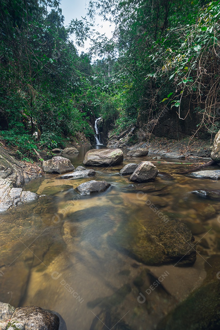 Conceito de viagem do Parque Nacional Khao Chamao Waterfall ama a natureza