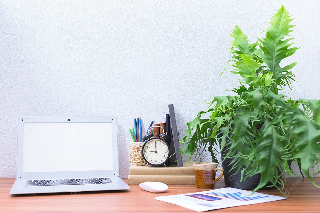 Laptop computer is on the table