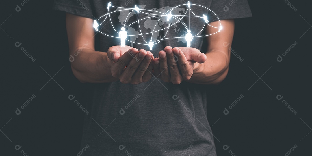 Conceito digital de conexão de trabalho em equipe de conferência