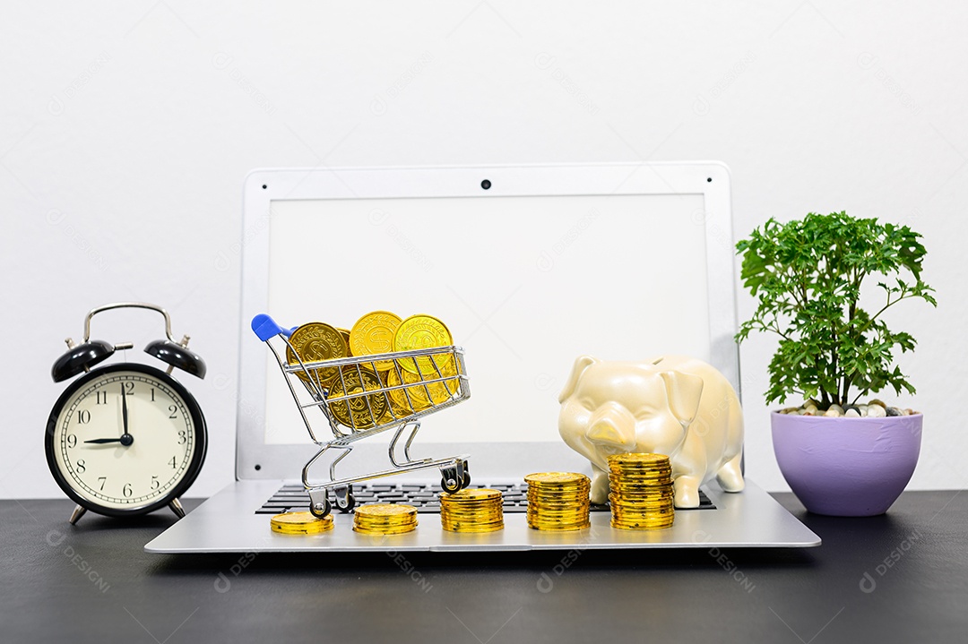 Conceito de crescimento financeiro em um negócio empilhado na mesa do escritório