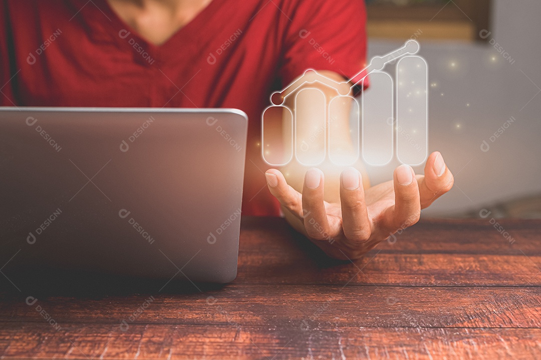 Conceito de investidor de negócios trabalhando no mundo online mostrando