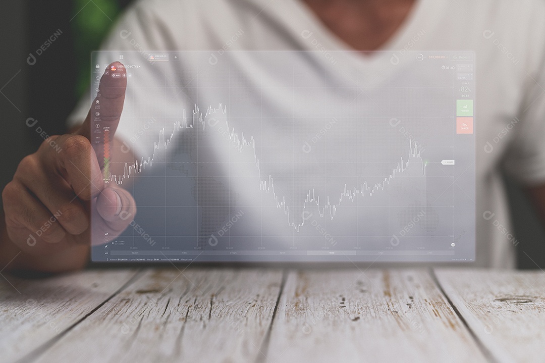 Empresário estão treinando ações mostrando um holograma ilustração 3D