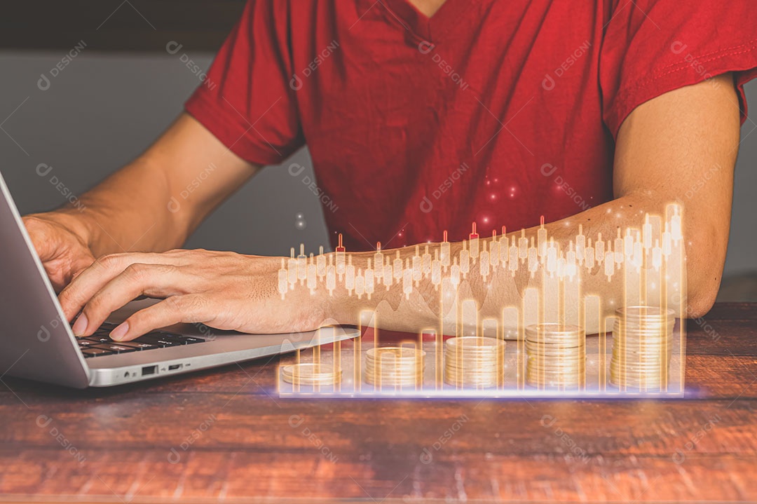 Concept of businessmen investing in stocks and income growth