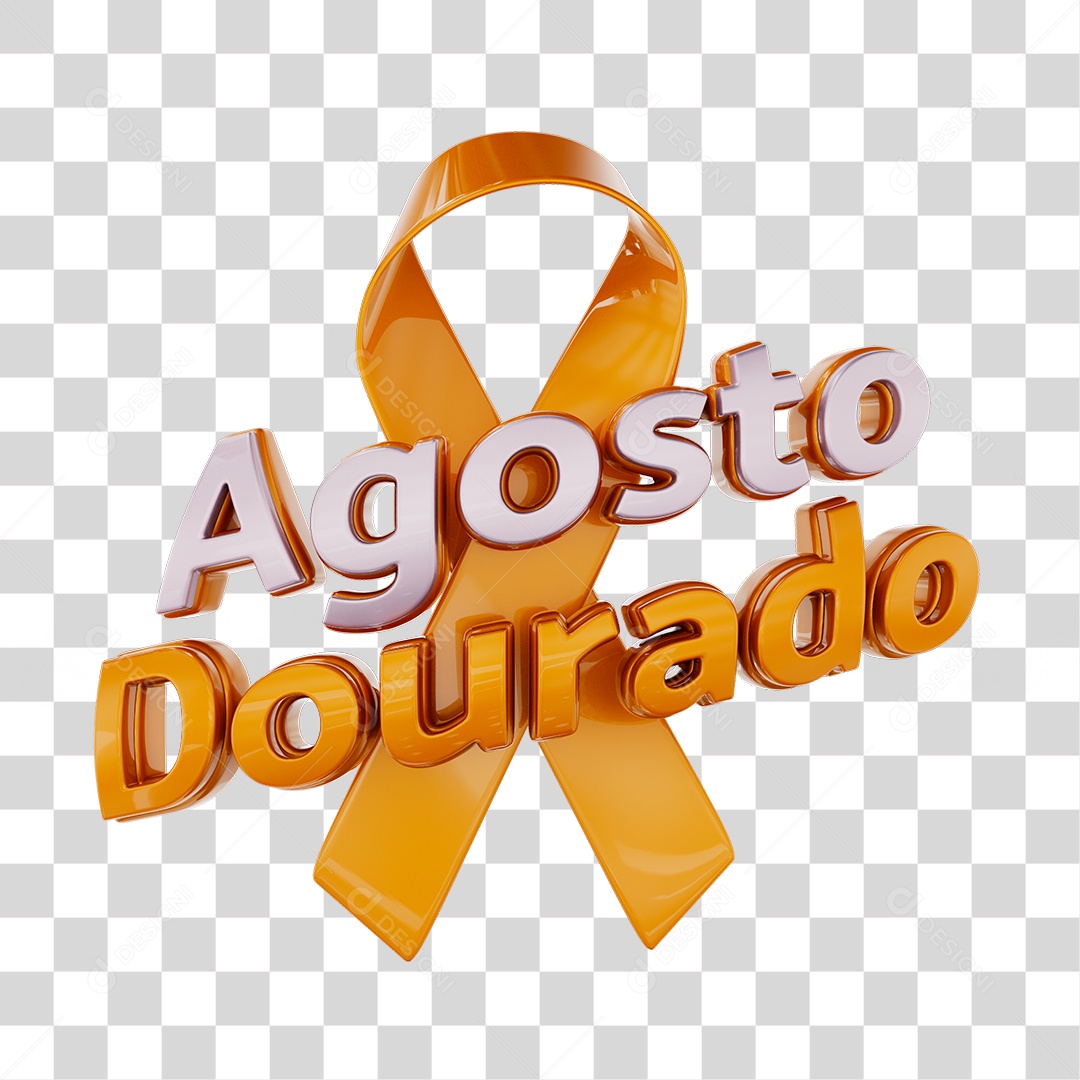 Selo 3D Para Composição Agosto Dourado PNG Transparente