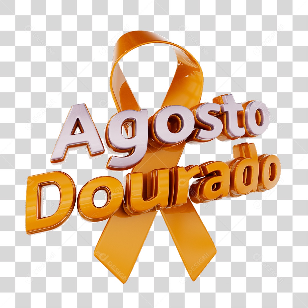 Selo 3D Para Composição Agosto Dourado PNG Transparente