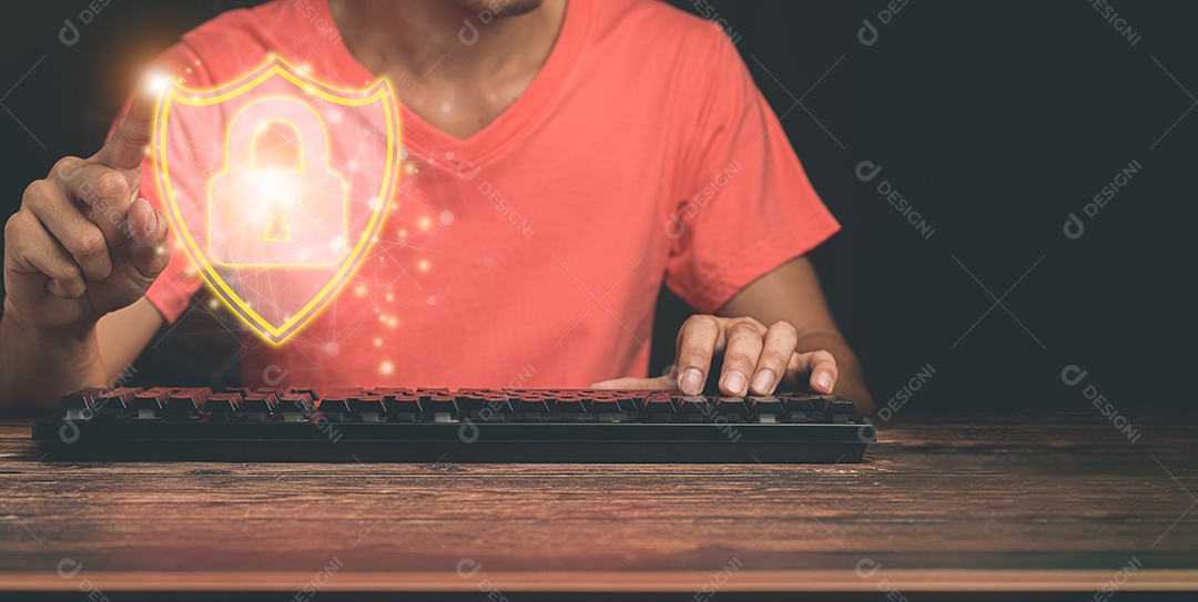 Símbolo de proteção contra vírus da ilustração 3D do sistema mundial online