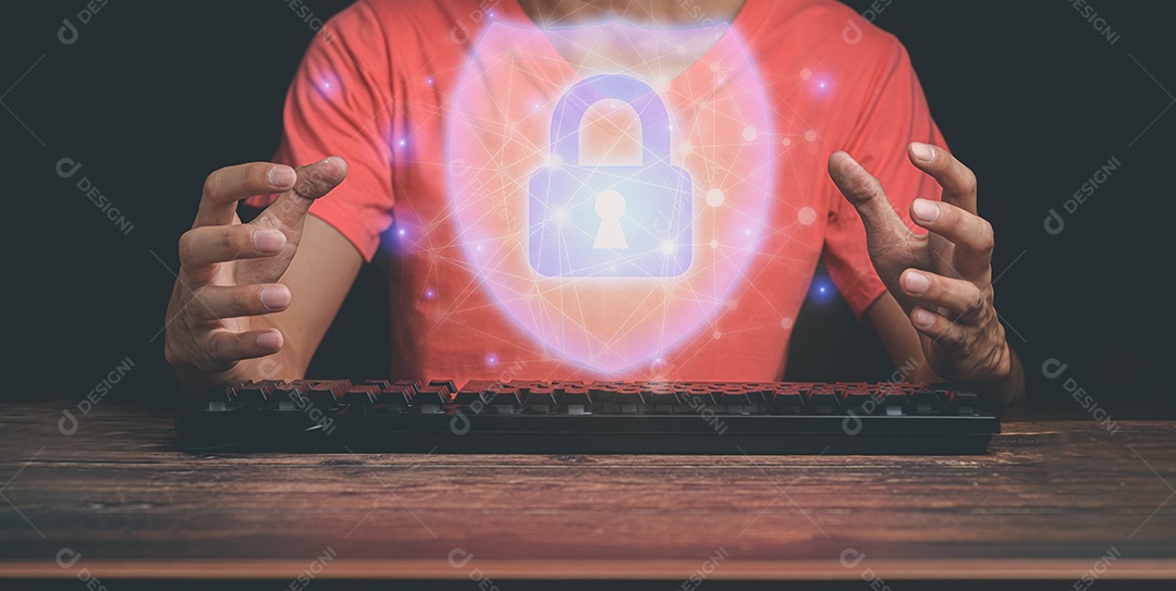 Mostrar sistemas de proteção de dados on-line holográficos ilustração 3D