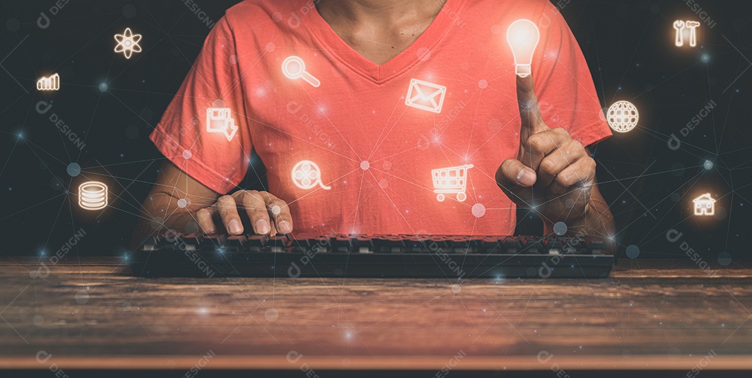 Pessoa estão escolhendo ícones para operar ilustração de computadores