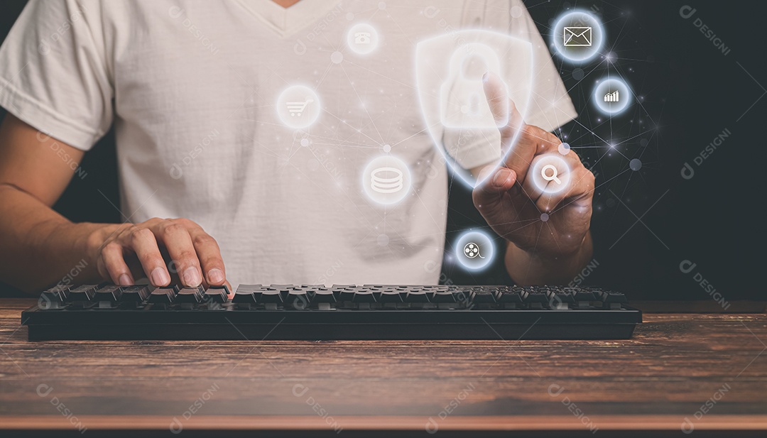 Pessoa estão escolhendo ícones para operar computadores ilustração 3D