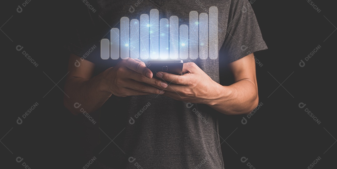 Planejamento e estratégia crescimento de negócios holograma virtual estoque