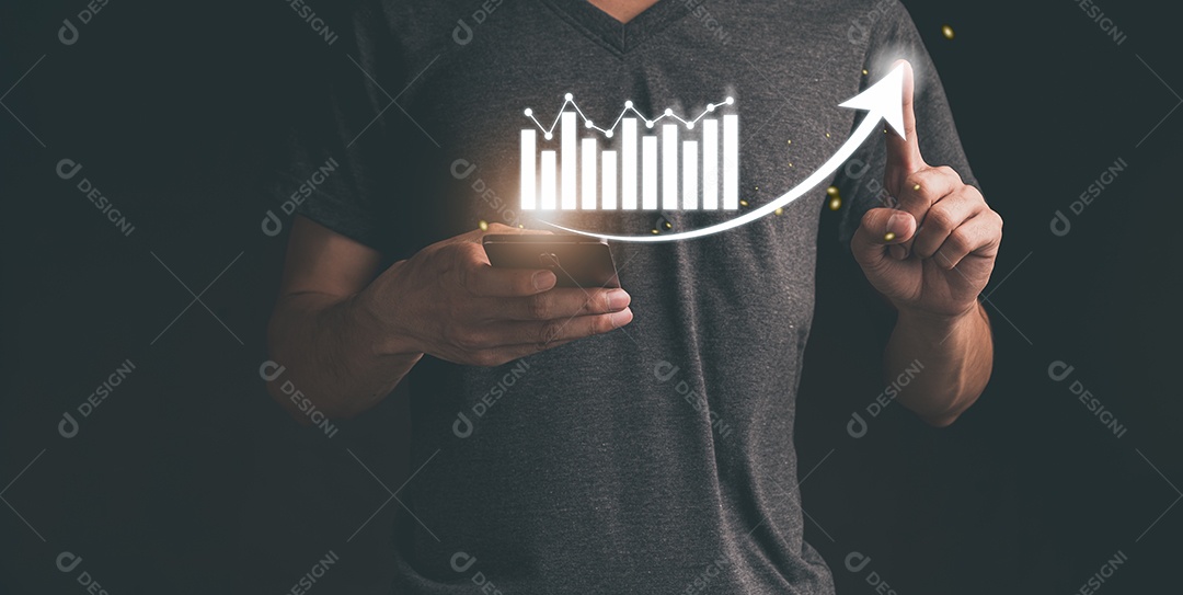 Planejamento e estratégia crescimento de negócios holograma virtual estoque