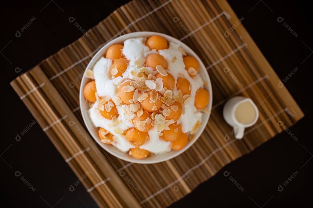 Bingsu gelo raspado com melão