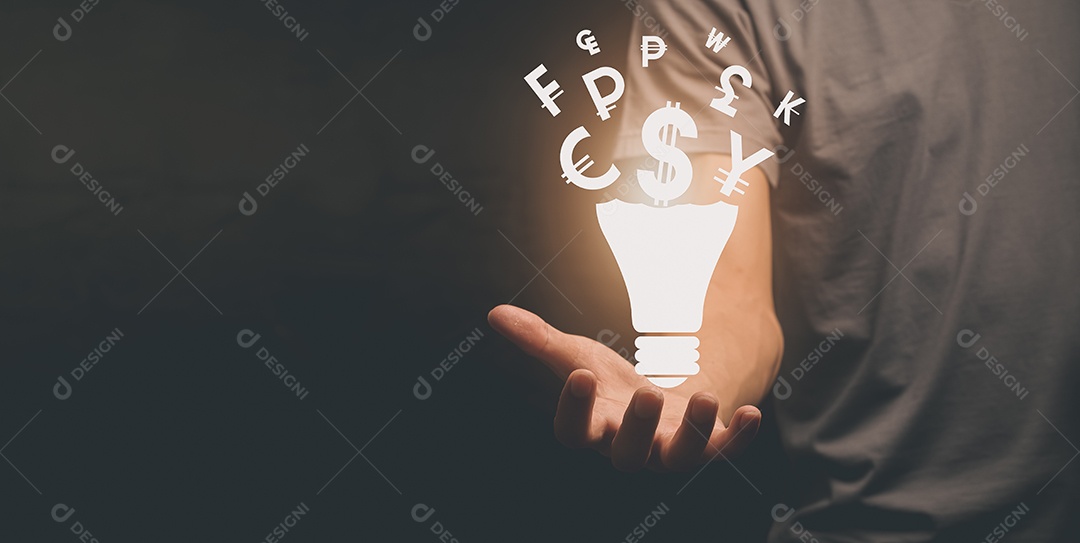 Conceito de moeda de lâmpada para ganhar ilustração de dinheiro