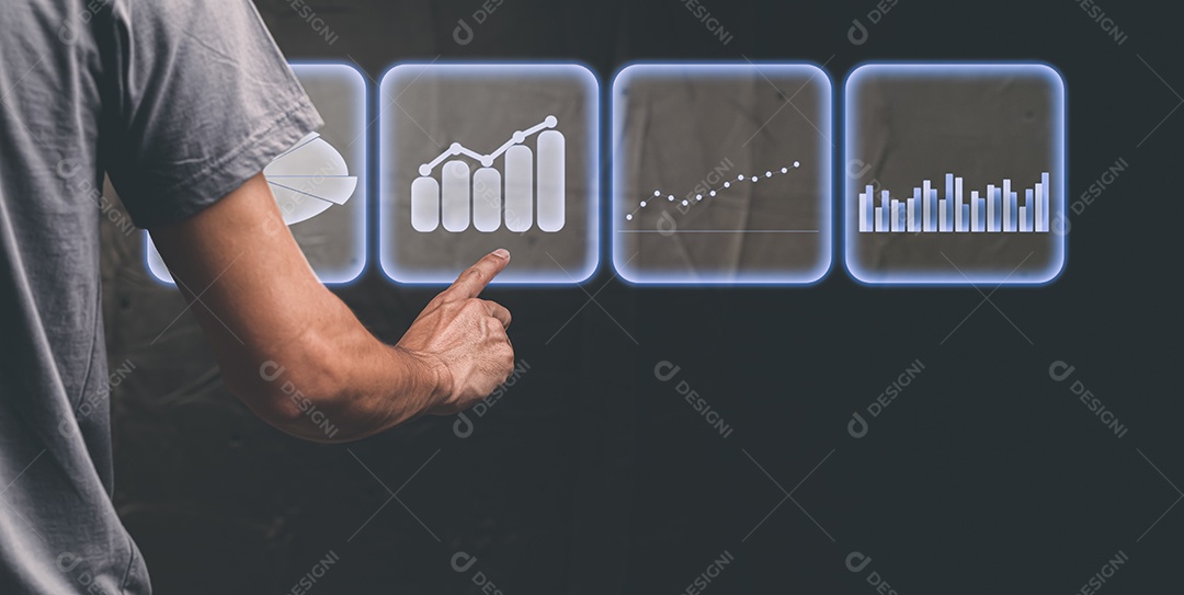 Empresário escolhendo ilustração de crescimento de negócios de investimento de gráfico de ações