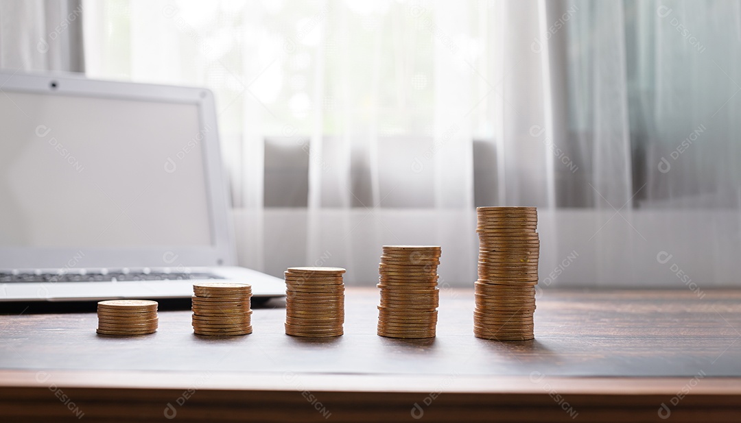 ilustração de crescimento de negócios de estoque de investimento empilhado de moeda de conceito