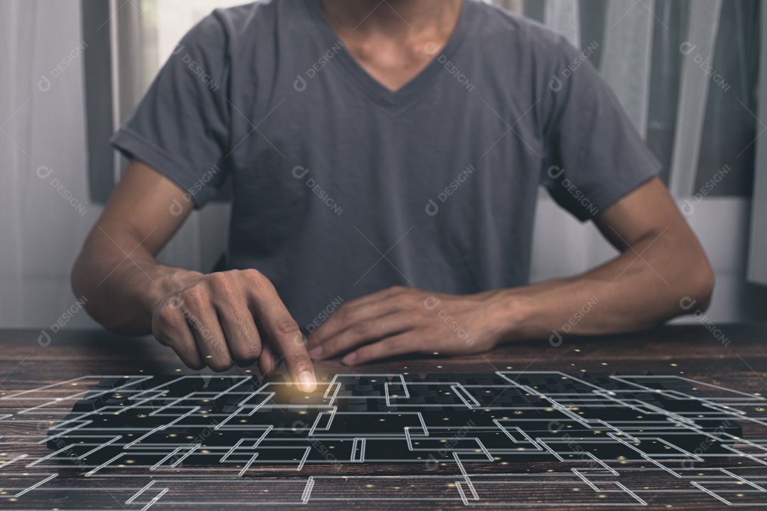 Person using computer keyboards and showing line graphs illustration