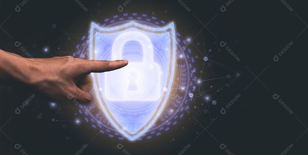 ilustração de sistema on-line de proteção de escudo de cadeado de símbolo