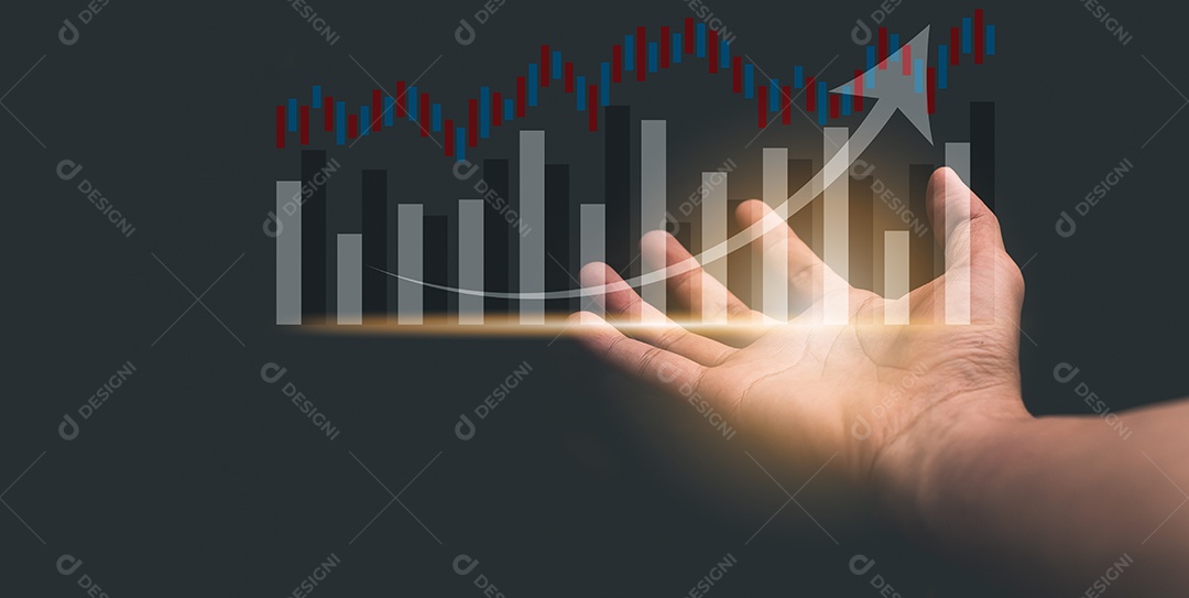 Mostrar gráfico de ações, gráfico de ganhos, gráfico de crescimento de negócios. ilustração