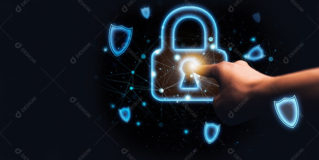ilustração de sistema on-line de proteção de escudo de cadeado de símbolo