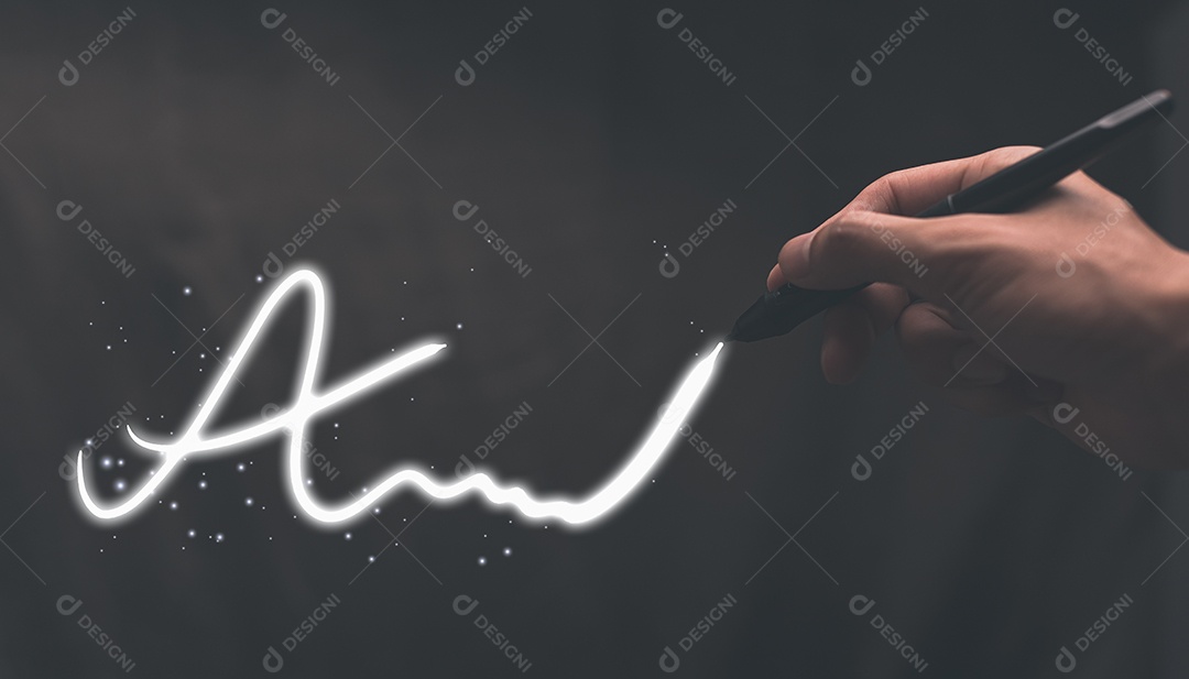 Os executivos escrevem a ilustração das assinaturas digitais