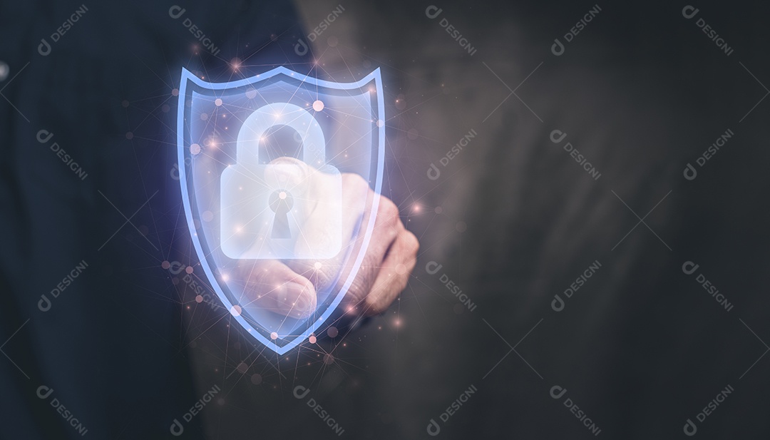 Símbolo, bloqueio, bloqueio e ilustração do sistema de segurança