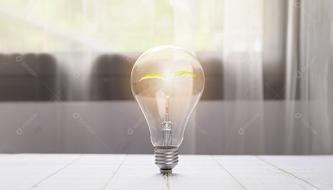 ideia ou energia e árvore do conceito de ambiente seguro na ilustração da ideia de crescimento