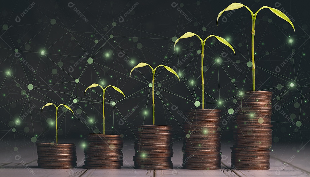 Crescer dinheiro, finanças empresariais e economizar investimento em dinheiro, gráfico