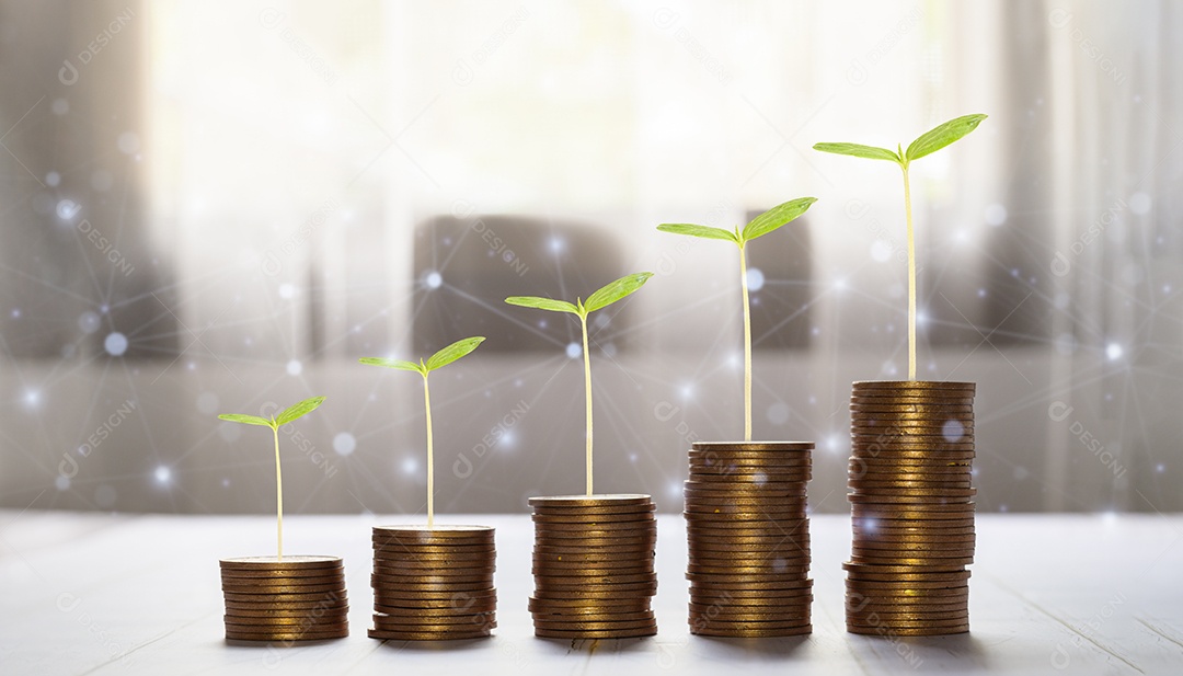 Crescer dinheiro, finanças empresariais e economizar investimento em dinheiro, gráfico