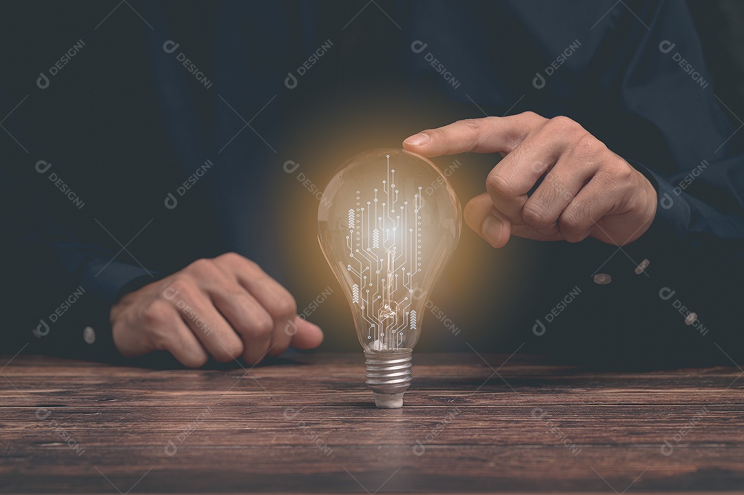 Conceito, ideia, ilustração de moedas empilhadas de crescimento de negócios de lâmpada