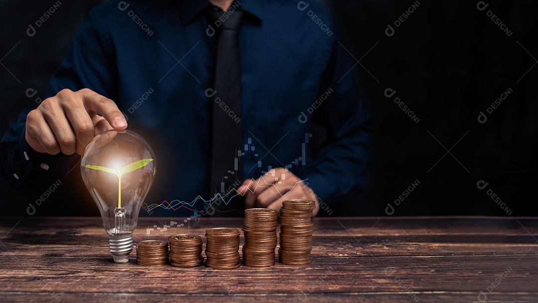 Conceito de crescimento, progresso ou sucesso do negócio. Empresário ou comerciante