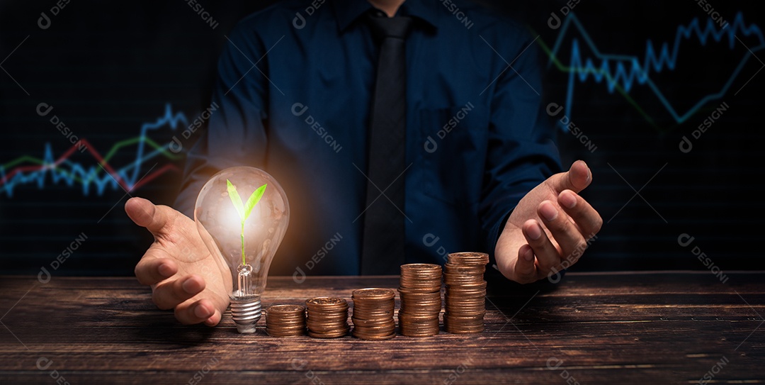 Conceito de crescimento, progresso ou sucesso do negócio. Empresário ou comerciante