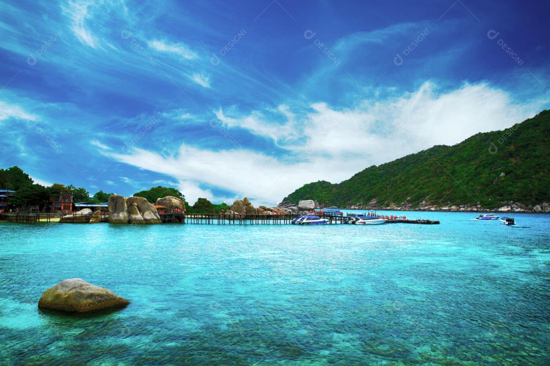 embaçada de vista da ilha Tailândia de Nang Yuan