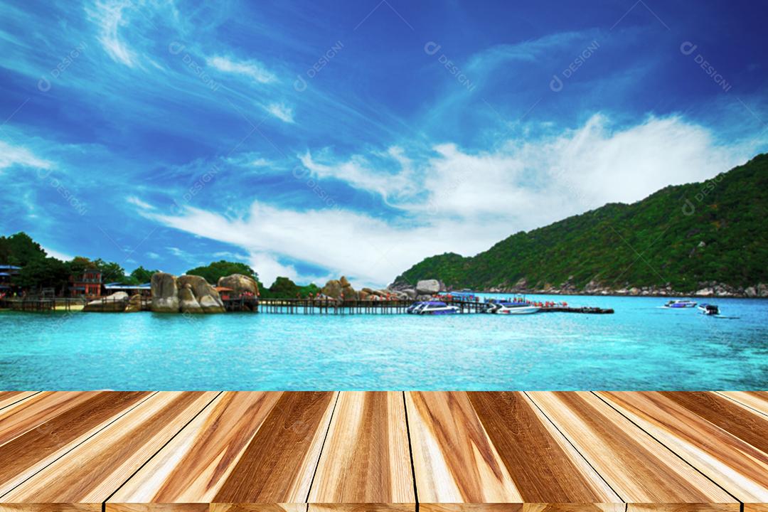 Perspective wood and empty top view wood of Nang Yuan island, Thailand